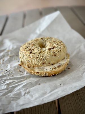 Everything Bagel with Vegan Cream Cheese  at The Bagel Factory in Torrance