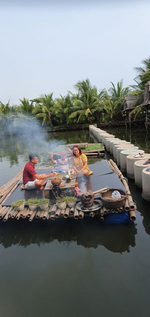 Tea religion on raft at Quoc Linh Eco Village Retreat in Hoi An