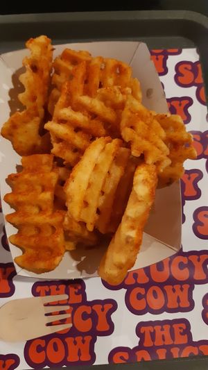 Waffle fries at The Saucy Cow in Dublin