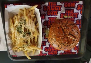 Secret Saucy with garlic parm fries at The Saucy Cow in Dublin