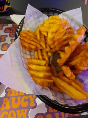 Waffle fries  at The Saucy Cow in Dublin