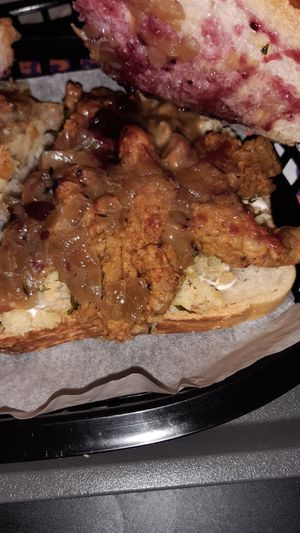 Inside of Christmas sandwich at The Saucy Cow in Dublin