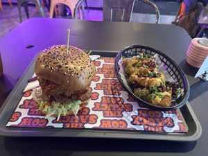 Hot papi and chilli crisp hash browns  at The Saucy Cow in Dublin