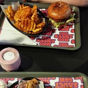 Their waffle fries are the best, the seasoning omg 🥰 at The Saucy Cow in Dublin