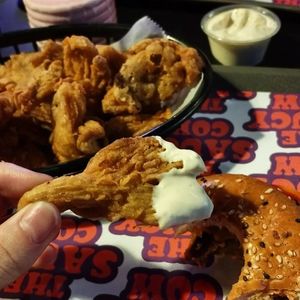 Popcorn chick'n mushrooms! at The Saucy Cow in Dublin