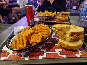 Christmas Sambo and waffle fries 😋 at The Saucy Cow in Dublin