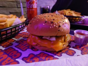 The Double Cheeze burger, without pickles and mustard at The Saucy Cow in Dublin