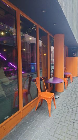 Facade (no name of the place outside) at The Saucy Cow in Dublin