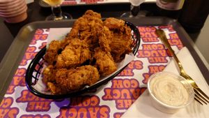 Mushroom chicken bites with garlic sauce at The Saucy Cow in Dublin