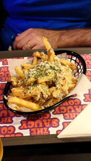 Loaded fries with garlic and cheese at The Saucy Cow in Dublin
