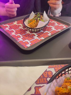 Tofu at back, hash browns at front at The Saucy Cow in Dublin