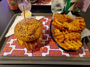 Classic burger with fries at The Saucy Cow in Dublin