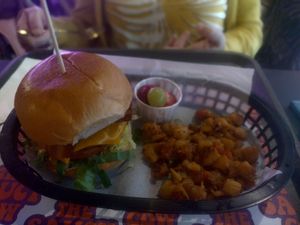 The classic burger served with home fries at The Saucy Cow in Dublin