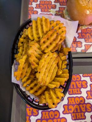 Waffle fries at The Saucy Cow in Dublin