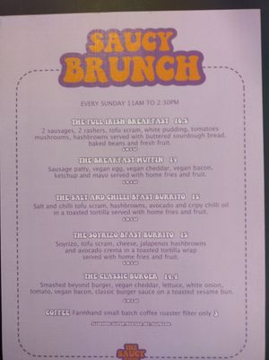 Brunch menu as of November 2024 at The Saucy Cow in Dublin