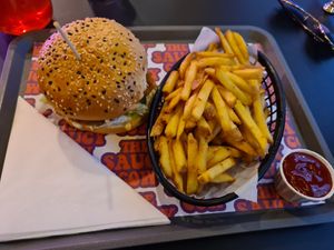 The secret saucy burger & Skin on fries at The Saucy Cow in Dublin