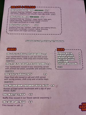 Menu  at The Saucy Cow in Dublin