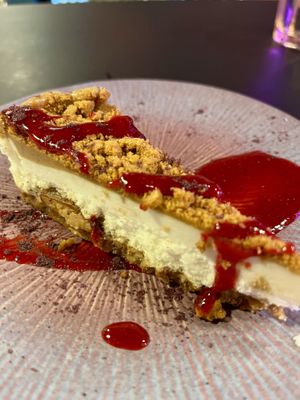 Biscoff cheesecake (the red berry sauce wasn’t a good idea! Ask for it without)  at The Saucy Cow in Dublin