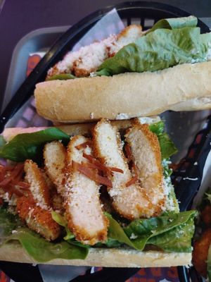 Chicken parm roll with vegan bacon at The Saucy Cow in Dublin