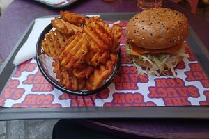 The Big Wap with waffle fries at The Saucy Cow in Dublin