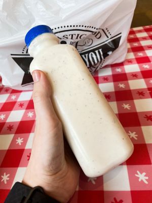 Bottle of vegan ranch   at Hot Chicken Takeover in Columbus