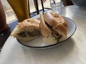 Eggplant bahn mi  at Cicada Coffee Bar in Cambridge