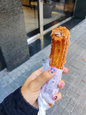 Chocolate churro at Xurreria Trebol in Barcelona