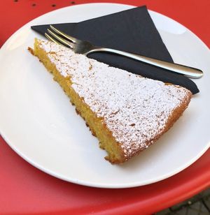 Vegan Polenta cake.  Just heavenly!!  at Andreas Muschler in Freising
