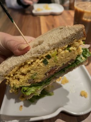 Vegan Egg Sandwich, delicious!  at Ayla's Bagel & Coffee in Woodbury