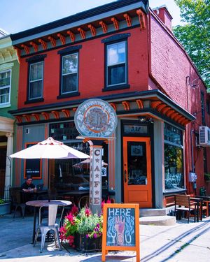 exterior with outdoor seating  at Chestnut Hill Cafe in Lancaster