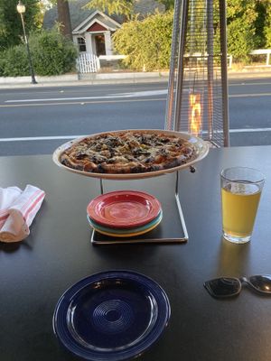 Mushroom pizza w vegan cheese   at Il Fuoco Pizza in Sonoma