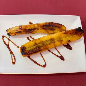 Caramelised bananas flambéed with rum  at A ma Maison in Mallorca