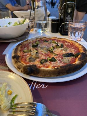 Mushroom & zucchini pizza with vegan cheese  at Lorenzo de' Medici in Florence