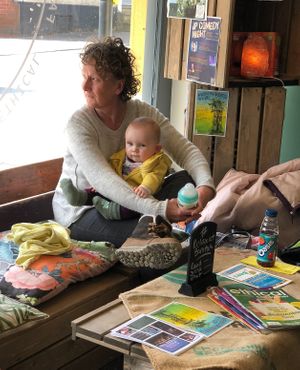 Local "nanna" enjoying the living window at Bonitas Wholefoods. No purchase necessary...  Just come in and take a seat! We don't serve coffee but you're welcome to bring your own drinks at Bonitas Wholefoods in Stowmarket