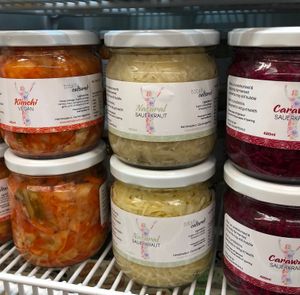 Locally made Sauerkraut &* Kinchi. Raw & fermented. Find it in the chiller at Bonitas Wholefoods in Stowmarket
