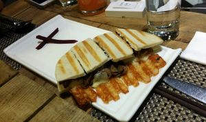 Mushrooms and cheese panini at Jing Fun Vegetarian in Beijing