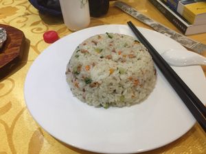Rice dish. Mock meats inside. Like a Risotto. Nice and stick rice.  at Beijing Zheng Long Zhai in Beijing