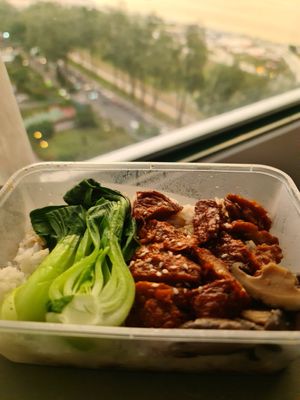 Smoky char siu rice at Bodhi Tree Vegetarian Cafe - 菩提树 in Penang