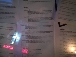 Menu at Lento in Antwerpen