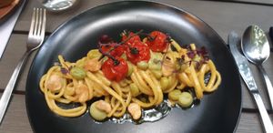 Curry pasta at Lento in Antwerpen