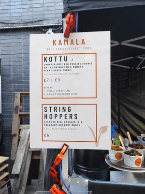 Menu at Kamala in East London