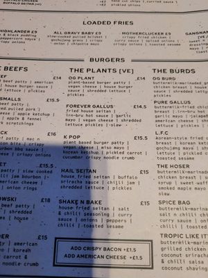 burger options at Lebowskis in Glasgow