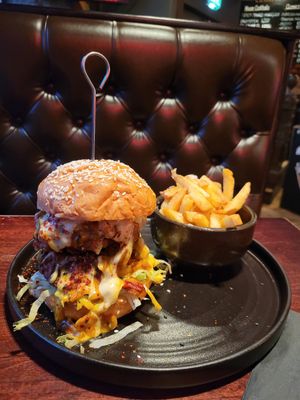 shake n bake burger. Very messy but delicious at Lebowskis in Glasgow