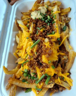 Bacn cheez fries at Zammy's Vegan Kitchen in Columbus