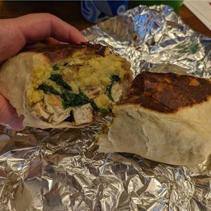 Chick'n breakfast wrap at Zammy's Vegan Kitchen in Columbus