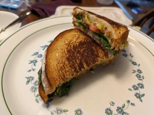 Deluxe pesto grilled cheese at Zammy's Vegan Kitchen in Columbus