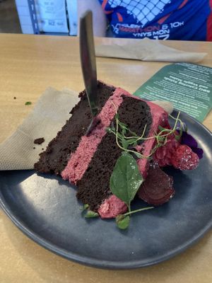 Beetroot and chocolate cake  at Wild Pear Kitchen in New Plymouth