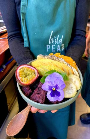 Acai Bowl
This is your ultimate Superfood antioxidant breakfast. 
Acai , Granola , fresh fruit topped with Hemp Hearts LSA & Chia seeds at Wild Pear Kitchen in New Plymouth