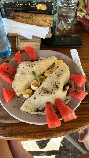 Vegan crepes  at Hostal Mano a Mano in Las Penitas