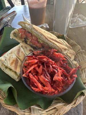 Veggie panini came with a nice slaw   at Hostal Mano a Mano in Las Penitas